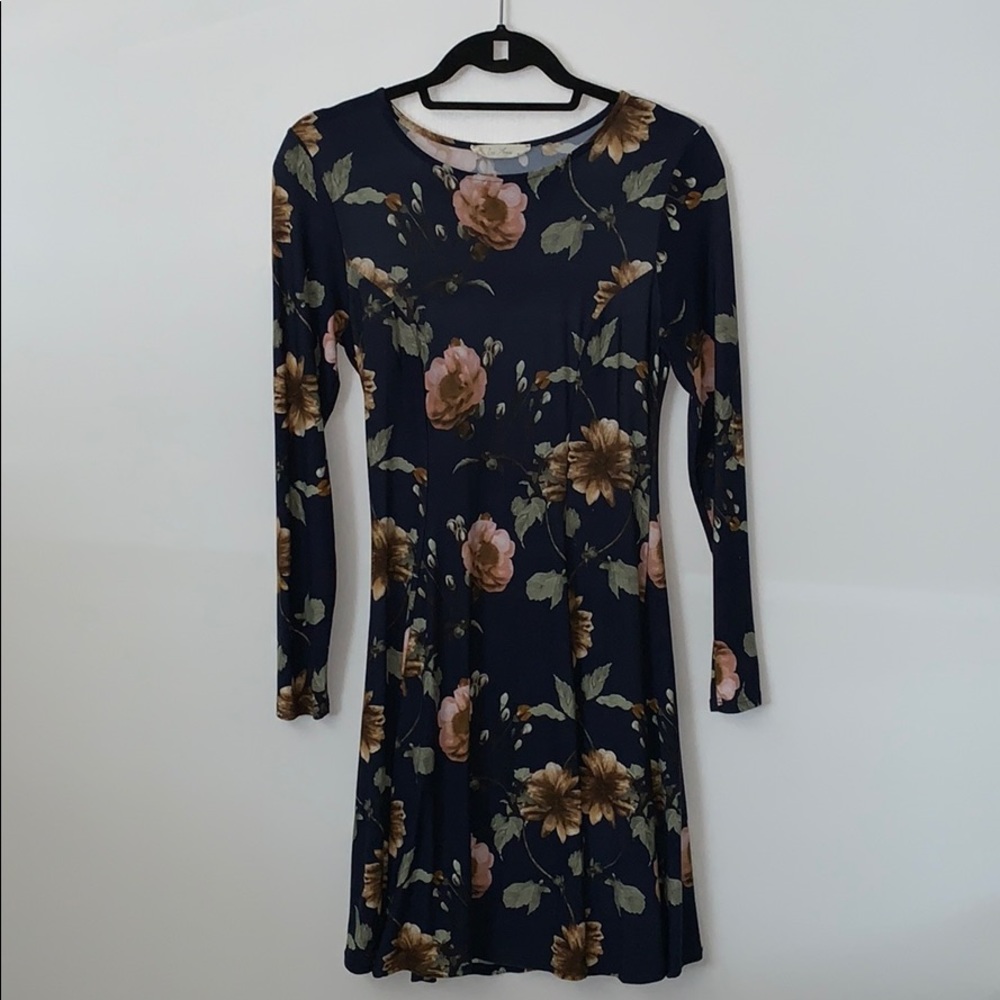 Blue floral long sleeve dress